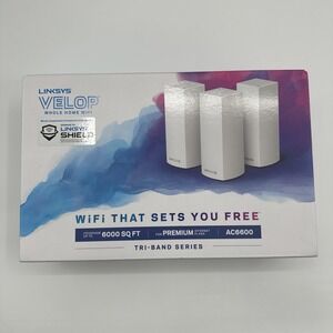 Linksys Velop AC6600 Whole Home Mesh Wi-Fi System (3-Pack) 6000 SQFT With Box
